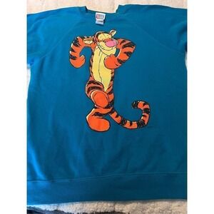 Vintage 90S Disney Tigger Aqua Blue‎ crewneck Sweater graphic print size L